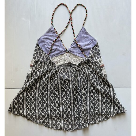 Sloane Rouge XS Gray Crochet Tank Top Braided Straps Women’s Knit Top NWOT - Picture 6 of 6